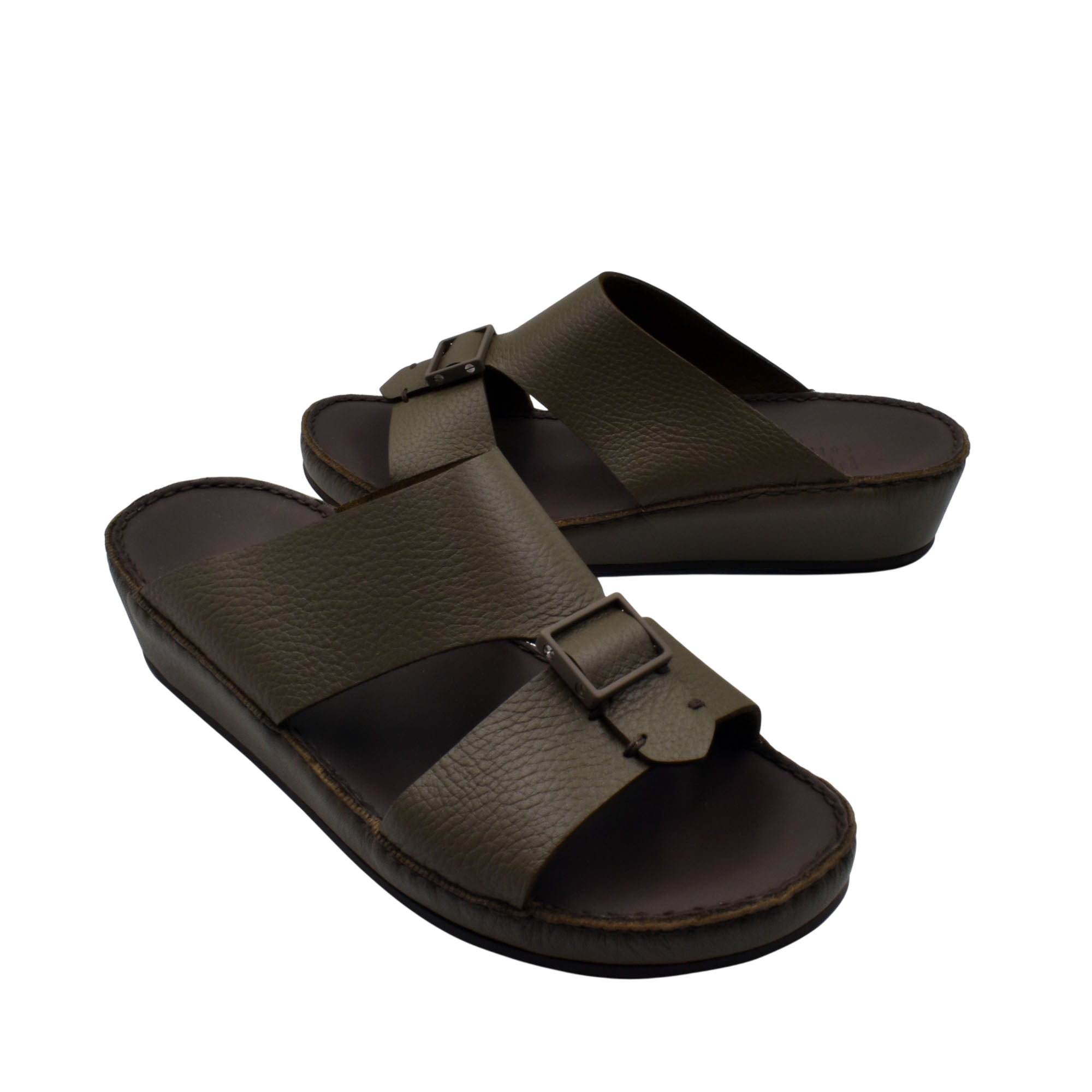 Private Collection premium casual sandals in dark brown with adjustable straps and cushioned sole