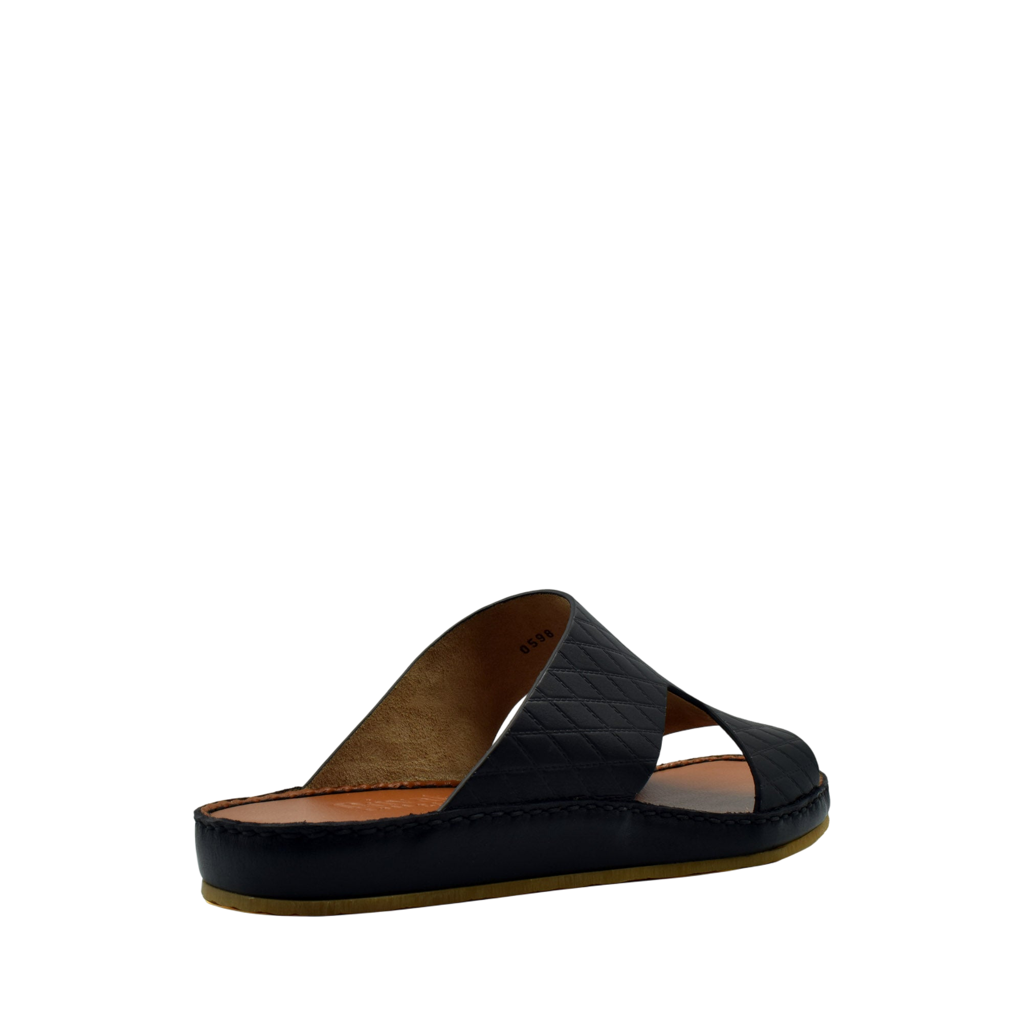 Black Western style leather sandals with quilted upper and cushioned sole for comfort